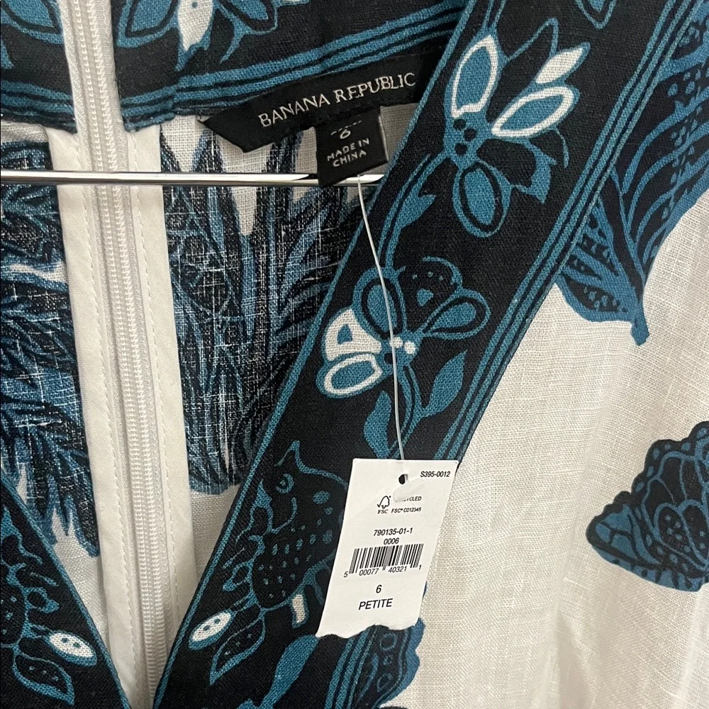 NWT Banana Republic “Zimmerman Style”White with Dark Teal Butterfly 🦋 Print 6P - Picture 5 of 6